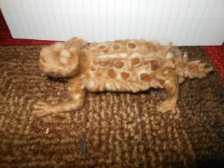 Needle Felted Animal Little Horned Toad Wool Art Sculpture Ooak