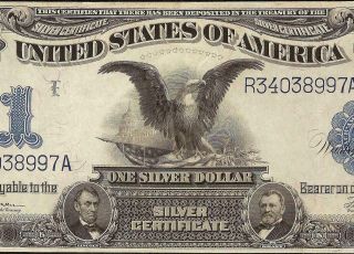 LARGE 1899 $1 DOLLAR BILL BLACK EAGLE NOTE SILVER CERTIFICATE Fr 236 PMG 45 EPQ 3
