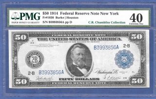 1914 $50 Frn Fr - 1030 York ♚♚burke&houston♚♚ Pmg Extremely Fine 40