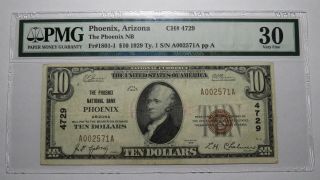 $10 1929 Phoenix Arizona Az National Currency Bank Note Bill Ch.  4729 Vf30 Pmg