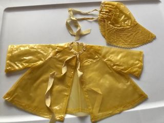 Doll Terri Lee Clothing Early Yellow Vinyl Raincoat And Hat 1950’s Tagged