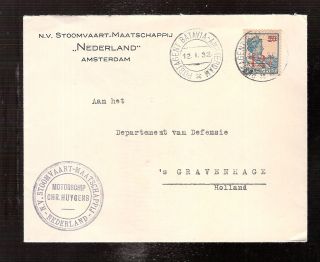 Netherlands Indies Cover Ship Postagent Batavia Amsterdam 1932smn Ms Chr.  Huygens