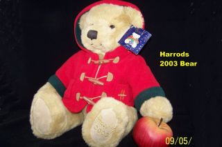 Xmas Harrods Bear 2003 Knightsbridge Christmas 13 " Teddy William Red Coat Hood