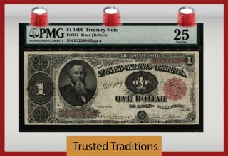 Tt Fr 352 1891 $1 Treasury Note Small Red Seal Stanton Pmg 25 Very Fine
