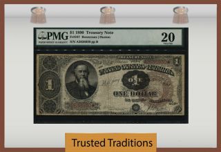 Tt Fr 347 1890 $1 Treasury Note Large Brown Seal Stanton Pmg 20 Very Fine