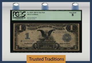 Tt Fr 236 1899 $1 Silver Certificate Black Eagle Blue Seal Star Note Pcgs 8