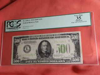 1934 $500 Five Hundred Dollar Bill San Francisco Lgs Pcgs 35 M1