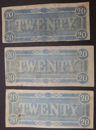 34 1864 Civil War Confederate Currency T - 67 $20 Csa Notes Tennessee Capital