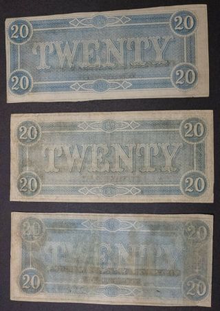 34 1864 Civil War Confederate Currency T - 67 $20 CSA Notes Tennessee Capital 2
