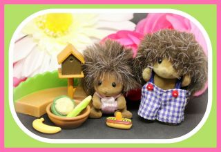 ❤️calico Critters Pickleweeds Hedgehog Baby Twin Brother Sylvanian Family Lot❤️