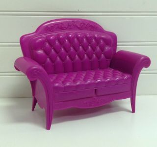 Mattel Barbie Doll House Size Furniture Purple Chair Couch Loveseat Sofa