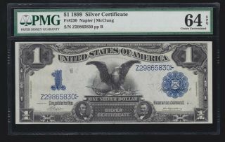 Us 1891 $1 Black Eagle Silver Certificate Fr 230 Pmg 64 Epq Ch Cu (- 830)