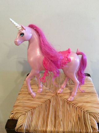 Mattel Barbie Fairytale Pink Unicorn Horse & Sparkle Saddle,  White Horn No Tiara