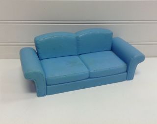 Mattel Barbie Doll House Furniture Blue Couch Loveseat Sofa
