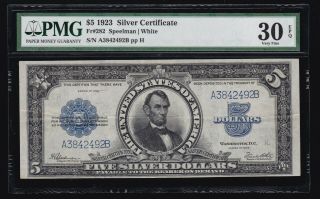 Us 1923 $5 " Porthole " Silver Certificate Fr 282 Pmg 30 Epq Ch Vf (492)