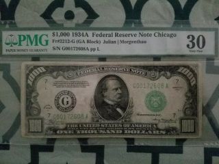 1934 A $1000 Dollar Bill Frn Pmg Vf30 Chicago