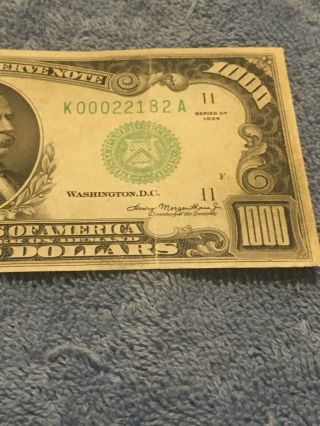 1934 A $1000 Federal Reserve Note,  One Thousand Dollar Note Dallas 3