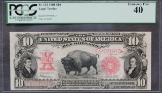 1901 $10 Legal Tender Bison Note Pcgs 40 Extremely Fine Fr.  122