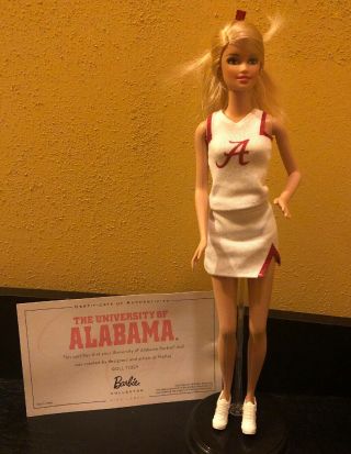 2011 Barbie Collector University Of Alabama Barbie Cheerleader Doll & Stand