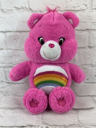 Care Bears Cheer Bear Pink Rainbow 14 " Plush 2016 Just Play Stuffed Animal