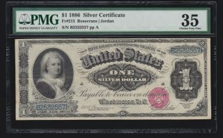 Us 1886 $1 Silver Certificate Ornate Back Fr 215 Pmg 35 Ch Vf (- 557)