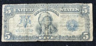 1899 $5 Large Size Silver Certificate Indian Chief 2