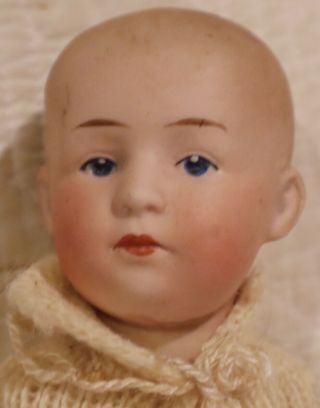 8 1/2 " Gebruder Heubach Closed Mouth Intaglio Eye Gaby Boy Doll W/knit Outfit