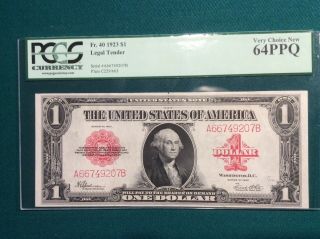$1 1923 Large Size Red Seal 64ppq Pcgs