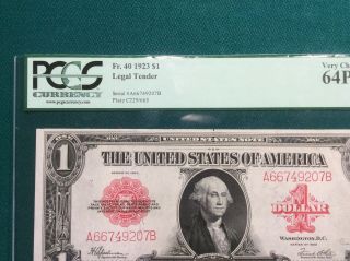 $1 1923 Large Size Red Seal 64PPQ PCGS 3