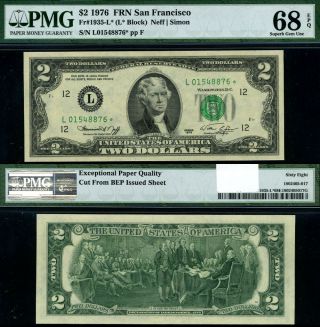 Fr.  1935 L $2 1976 Federal Reserve Note San Francisco L - Block Gem Pmg