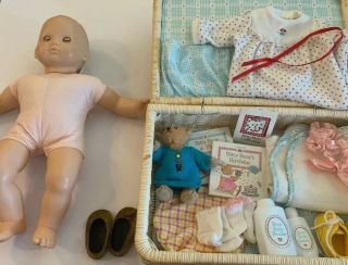 Pleasant Company American Girl Bitty Baby Doll & Wicker Suitcase Set - Retired