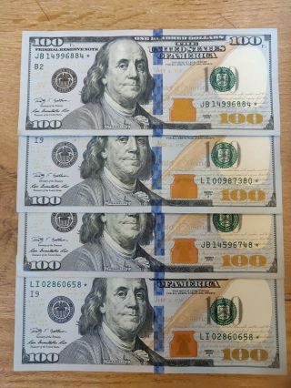 4x Star Note One Hundred Dollar Bills $100 ($400) Circulated 2009,  Real Money