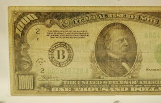 1934 - A $1000 One Thousand Dollar Federal Reserve Note - York - B00418728A 2