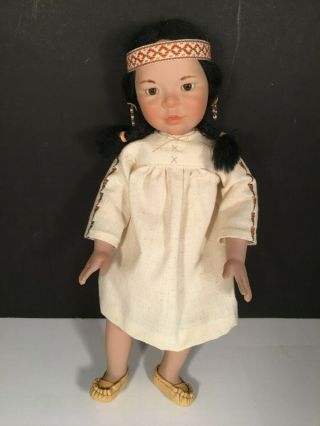 By Jeanne Singer 11 " Native American Doll With Moccasins Porcelain And Cloth