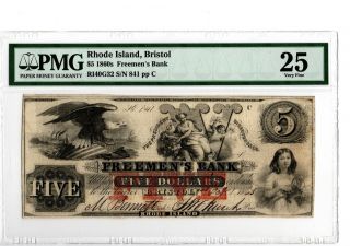 1860s $5 Obsolete Currency Freemen 
