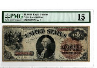 1880 $1 Legal Tender Note Fr 29 Pmg 15 Bruce/gilfillan 19 - C004