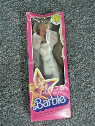 1977 Supersize Superstar Bridal Barbie Doll W/ Box 18 " Bride 9975 Mattel