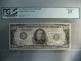 1934a $500 Five Hundred Dollar Bill Currency Cash Note Money Pcgs Vf 25 Mule
