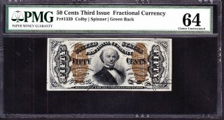 Us 50c Fractional Currency Third Issue Type Ii Fr 1339 Pmg 64 V Ch Cu