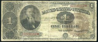 Fr.  347 1890 $1 " Stanton " Treasury Note Ornate Back,