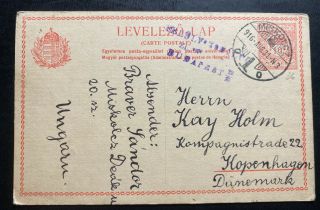 1916 Miskolcz Hungary Postal Stationery Postcard Cover To Copenhagen Denmark