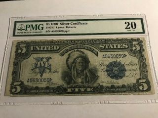 Fr 271 1899 $5 Silver Certificate Pmg 20 Chief Lyons Roberts