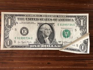 Miscut Dollar $1 Bill