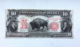 1901 United States $10 Ten Dollar Bison Note Red Seal Legal Tender Fr.  121 Mule