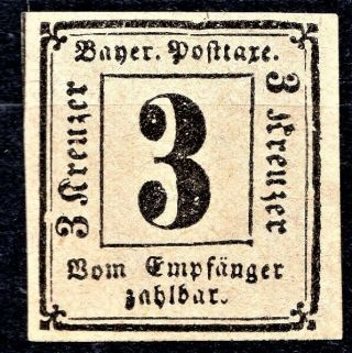 Bayern - 1862 3k Postage Due - Sgd34 - Mnh - Cv £200 - 2 Scans