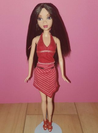 Barbie My Scene Club Birthday Nolee Doll Long Raven Hair Tattoo Red Outfit 2005