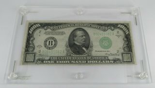 1934 York $1000 Federal Reserve Note Us Currency In Capital Holder