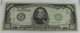 1934 York $1000 Federal Reserve Note US Currency In Capital Holder 2