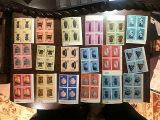Mnh Taiwan China Stamps Sc1290 - 1307 Art Treasures Set Of 18 Block Of 4 Og Vf