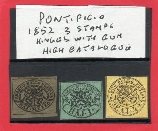 Italy - Italia - Pontificio - Papal States - Stati - 1852 3 Stamps Hmm High Catalogued